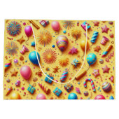 Party in Gelb Große Geschenktüte (Rückseite)