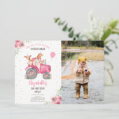 Party in landwirtschaftlichen Betrieben Rosa Trakt Einladung (Stehend Vorderseite)