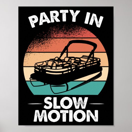 Party in langsamer Bewegung Pontoon Boot Sonnenunt Poster (Vorne)