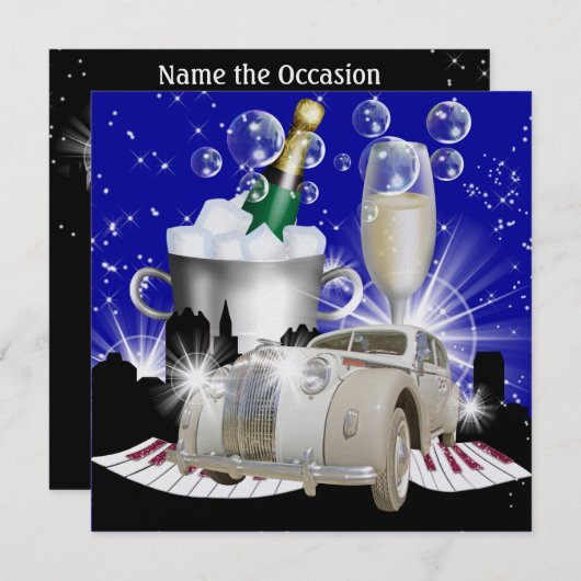 Party in Style Bright Lights - SRF Einladung (Vorne/Hinten)