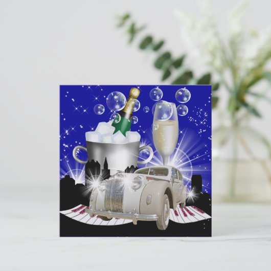 Party in Style Bright Lights - SRF Einladung (Stehend Vorderseite)