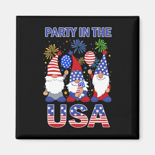 Party In The Usa Patriotischer Gnom Flagge 4. Juli Magnet