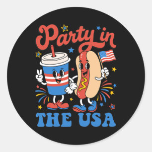 Party In The USA Süße Limonade Und Hotdog Patrioti Runder Aufkleber