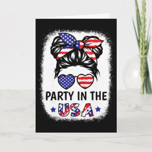 Party In Usa Shirt Mädchen Amerikanische Flagge 4. Karte