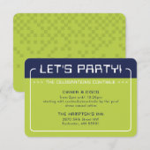 PARTY INFO INSERT modern gaming navy lime green Einladung (Vorne/Hinten)