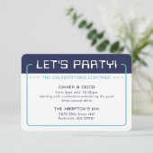 PARTY INFO INSERT Moderne Gaming Marine Aqua Blue Einladung (Stehend Vorderseite)