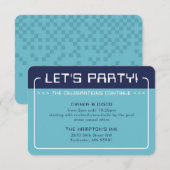 PARTY INFO INSERT Moderne Gaming Marine Aqua Blue Einladung (Vorne/Hinten)