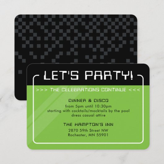PARTY INFO INSERT Moderner Gamer schwarz grün Einladung (Vorne/Hinten)