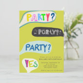 Party invite birthday handscript Invitation Einladung (Stehend Vorderseite)