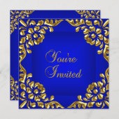 Party Invite Gold Royal Blue Jeder Anlässe Einladung (Vorne/Hinten)