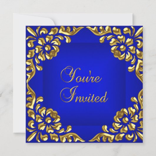 Party Invite Gold Royal Blue Jeder Anlässe Einladung (Vorderseite)