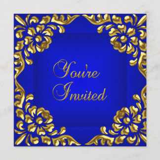 Party Invite Gold Royal Blue Jeder Anlässe Einladung