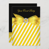 Party Jeden Anlaß Gelber Schwarz-weißer Streifen Einladung (Vorne/Hinten)