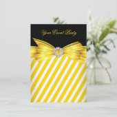 Party Jeden Anlaß Gelber Schwarz-weißer Streifen Einladung (Stehend Vorderseite)