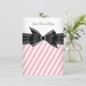 Party Jeden Anlaß Rosa Schwarz-weiß Streifen Einladung (Stehend Vorderseite)