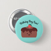 Party Junge Birthday Brown Chocolate Cake Button (Vorne & Hinten)