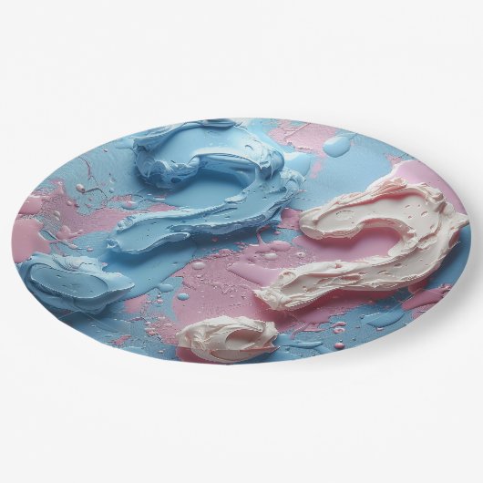 Party-Junge oder Mädchen auf Papierplatte Pappteller (Schrägansicht)