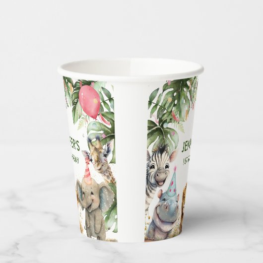 Party Jungle 1. Geburtstag Pappbecher (Links)