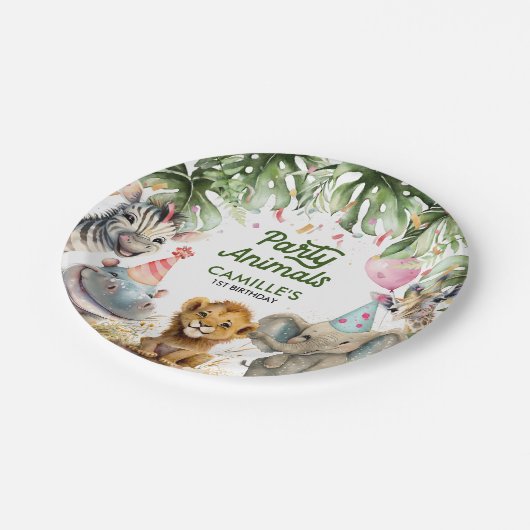 Party Jungle Geburtstag Personalisiert Pappteller (Schrägansicht)