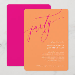 PARTY-Kalligrafie stilvoll minimal orange rosa Einladung
