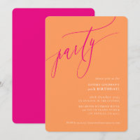 PARTY Kalligraphie stilvoll minimalorange rosa