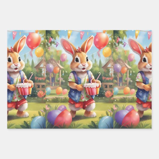 Party: Kaninchen v1 | Geschenkpapier Set (Vorderseite 3)