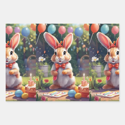 Party: Kaninchen v1 | Geschenkpapier Set (Vorderseite 2)