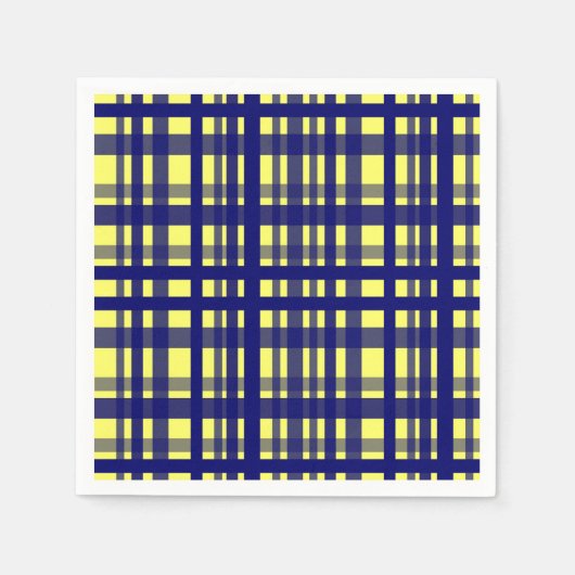 Party Kariert Gelb & Dunkelblau Serviette (Vorderseite)