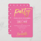 PARTY KARTE niedlich hübsches Rosa, weißes Herz Go (Vorne/Hinten)