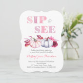 Party-Karten mit rosa grauen Pumpkins Einladung (Stehend Vorderseite)