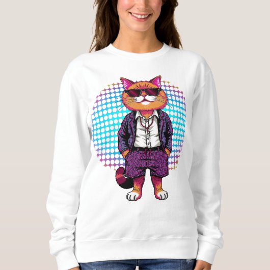 Party Katze in Sonnenbrille - Diskothek Ausstattun Sweatshirt (Vorderseite)