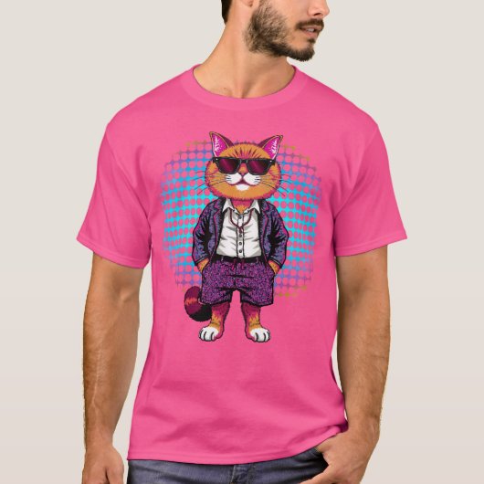 Party Katze in Sonnenbrille - Diskothek Ausstattun T-Shirt (Vorderseite)