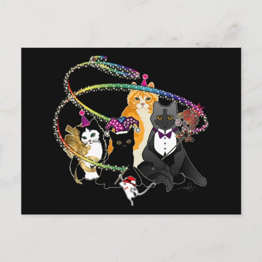 Party Katzen Einladungspostkarte (Vorderseite)