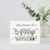 Party Katzen Geburtstagskarte - Handgezeichnete Ku Postkarte (Stehend Vorderseite)