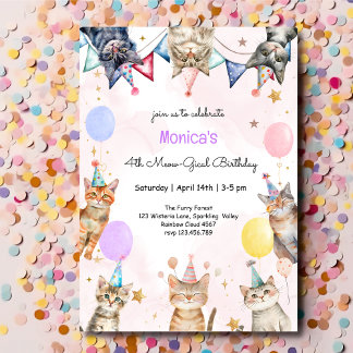 Party Katzen Meu-Kindergeburtstag Einladung