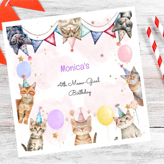 Party Katzen Meu-Kindergeburtstag Serviette