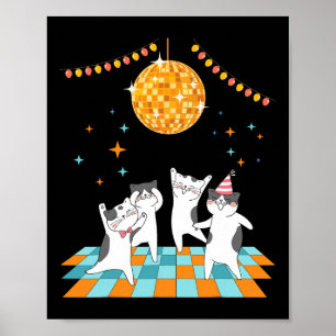Party Katzen tanzen im Diskothek Ball Poster