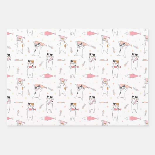 Party Katzen Zwei Packpapier Geschenkpapier Set (Vorderseite 3)