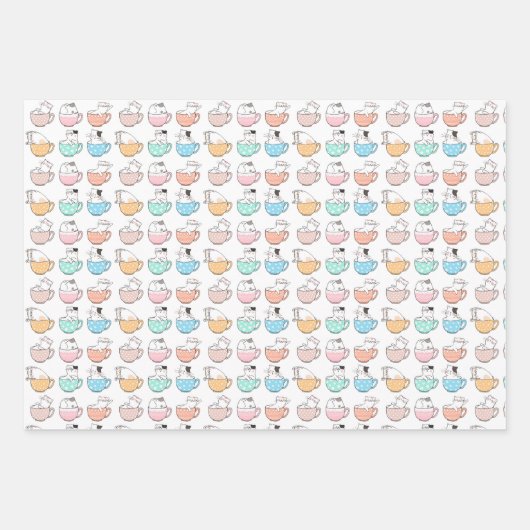 Party Katzen Zwei Packpapier Geschenkpapier Set (Vorderseite)