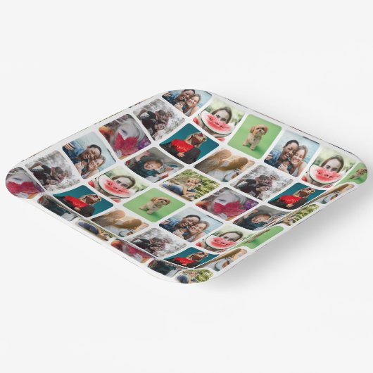 Party Keepake Foto Collage Muster Pappteller (Gewinkelt)