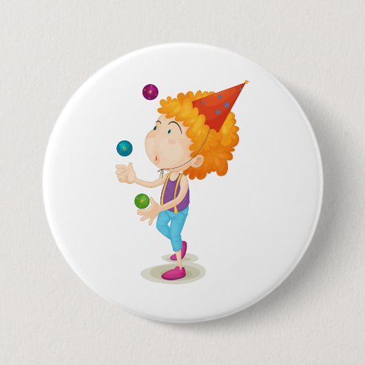 Party Kid Juggling farbenfrohe Balls Button (Vorderseite)
