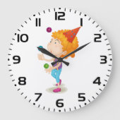 Party Kid Juggling farbenfrohe Balls Große Wanduhr (Vorderseite)