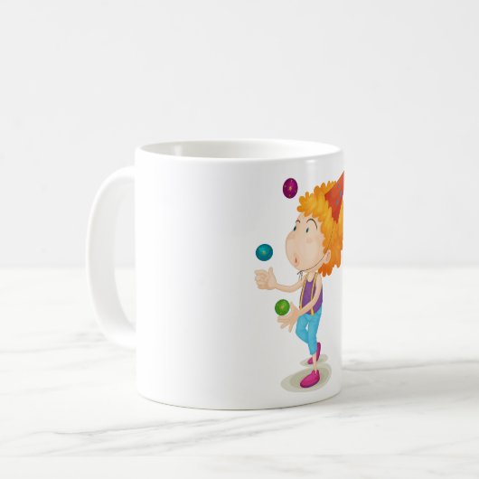 Party Kid Juggling farbenfrohe Balls Kaffeetasse (Vorderseite Links)
