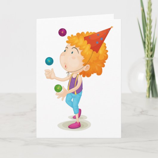 Party Kid Juggling farbenfrohe Balls Karte (Vorderseite)