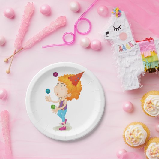 Party Kid Juggling farbenfrohe Balls Pappteller (Party)