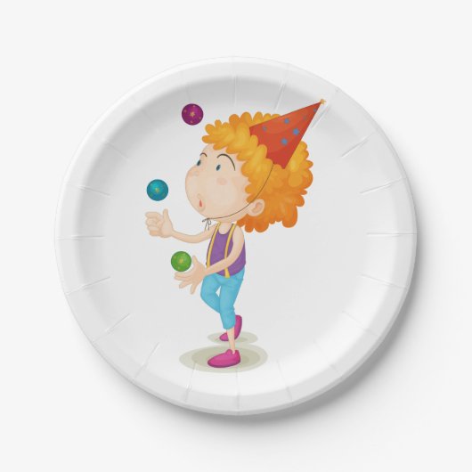 Party Kid Juggling farbenfrohe Balls Pappteller (Vorderseite)