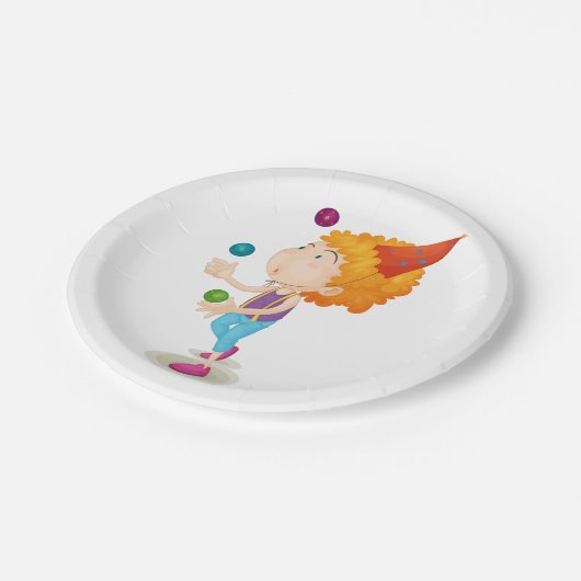 Party Kid Juggling farbenfrohe Balls Pappteller (Schrägansicht)