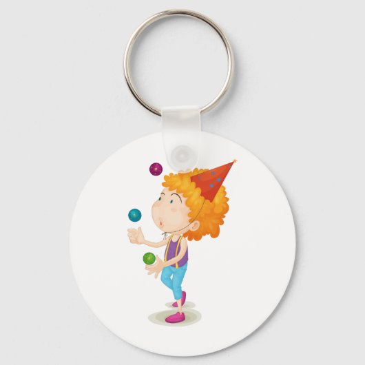Party Kid Juggling farbenfrohe Balls Schlüsselanhänger (Rückseite)