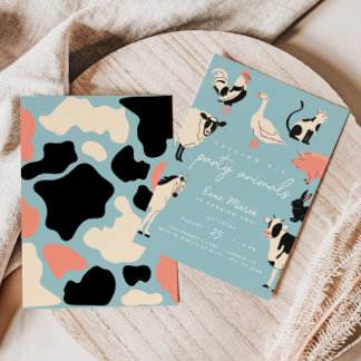 Party | Kinder Kuh Print Farm Tiere Einladung