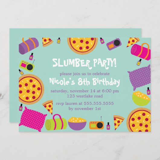 Party-Kindergeburtstag Einladung (Vorne/Hinten)